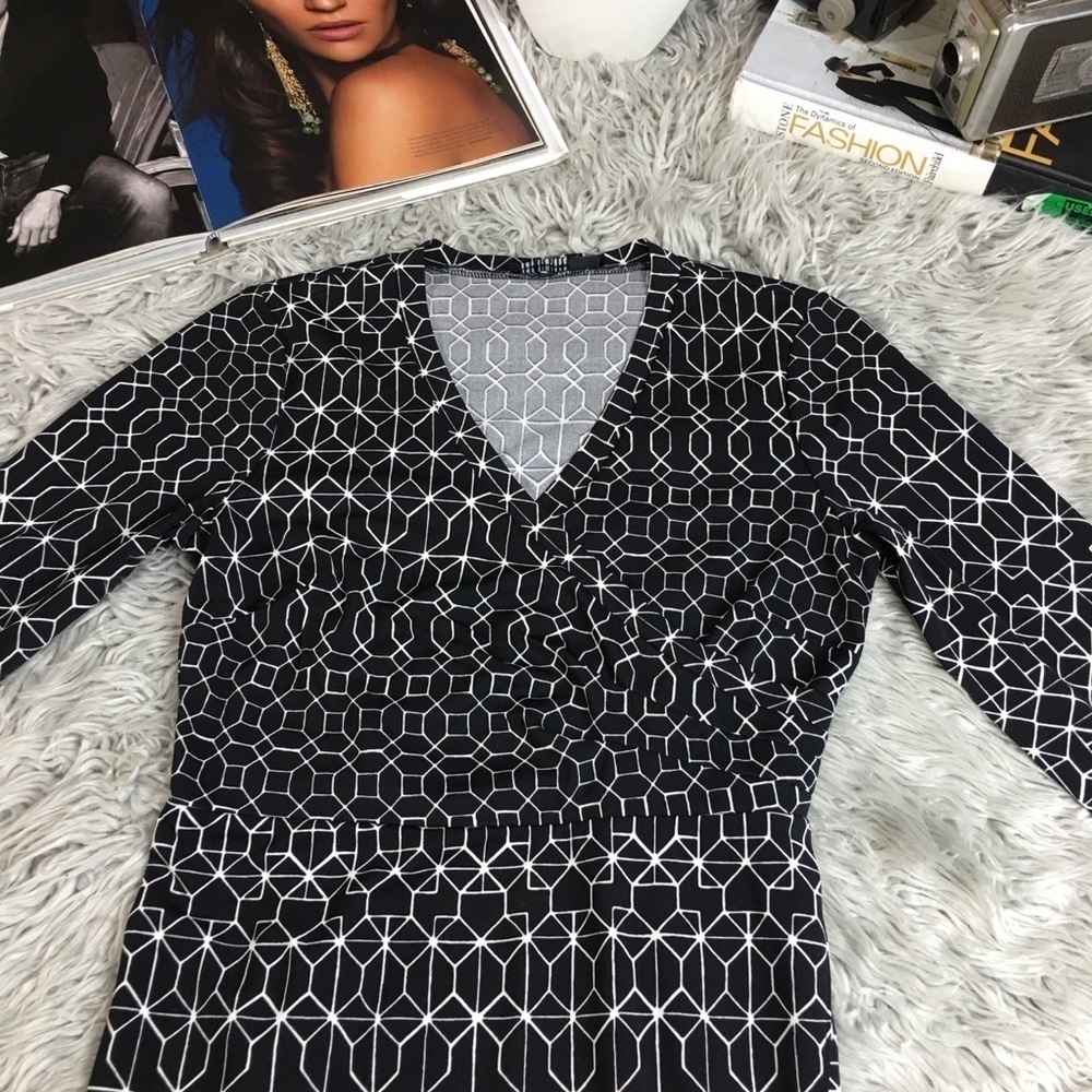 Black & White Geo Print Wrap Dress | 90s Minimalist · The Limited
